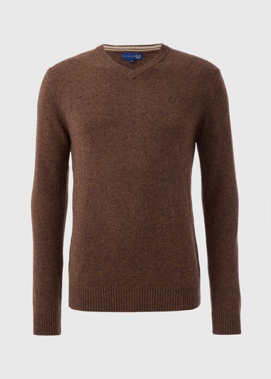 Lincoln Brown Lambswool V Neck Jumper