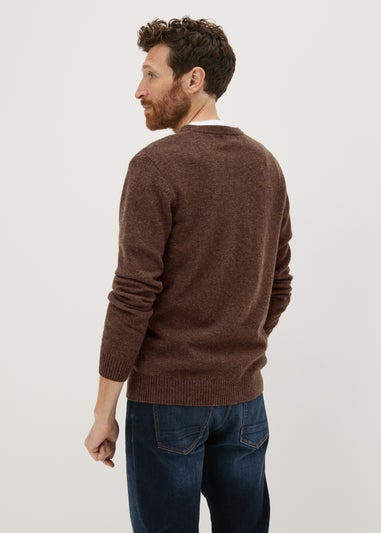 Lincoln Brown Lambswool V Neck Jumper