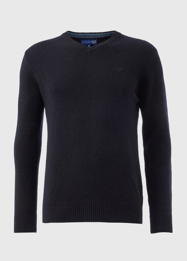 Lincoln Navy Lambswool V Neck Jumper