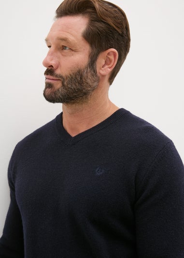 Lincoln Navy Lambswool V Neck Jumper