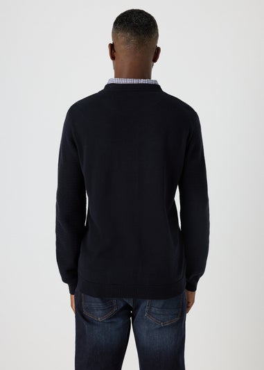 Lincoln Navy Knit Mock Jumper