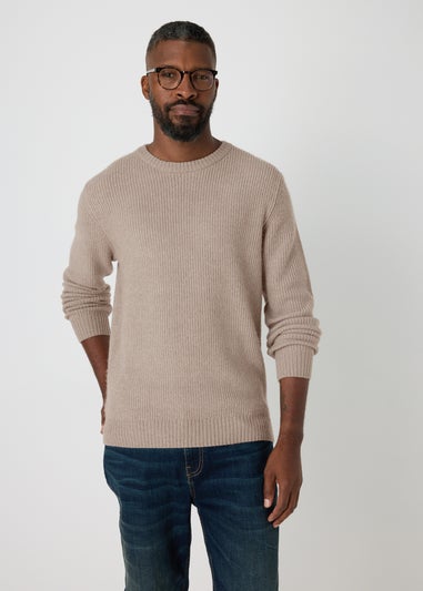 Stone Ribbed Crew Neck Jumper