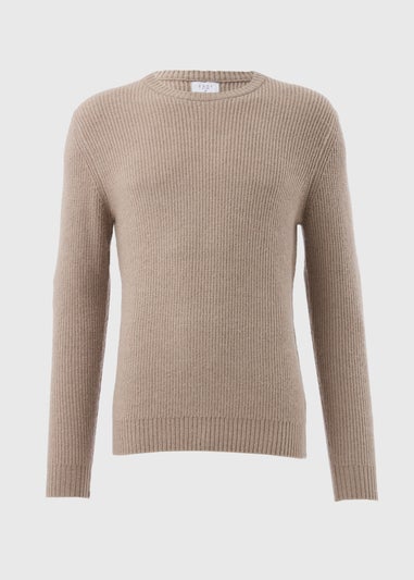 Stone Ribbed Crew Neck Jumper