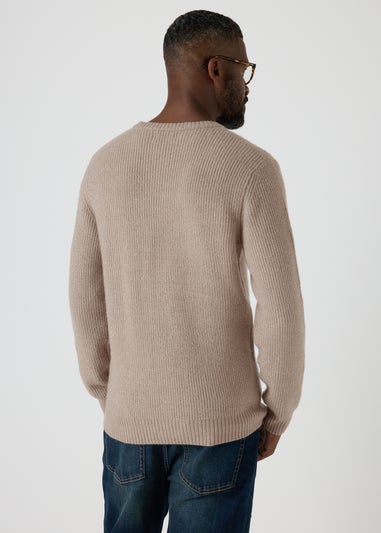 Stone Ribbed Crew Neck Jumper