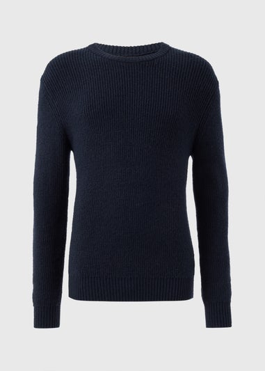 Navy Ribbed Crew Neck Jumper