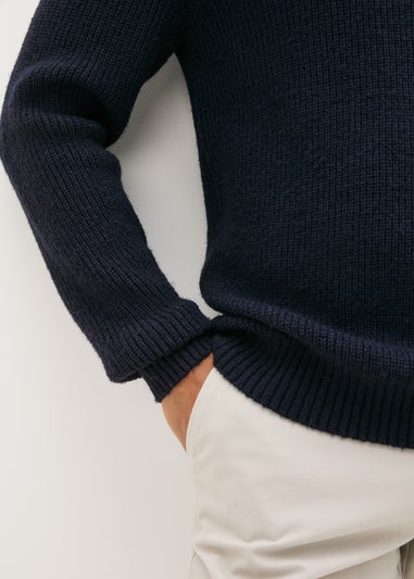 Navy Ribbed Crew Neck Jumper