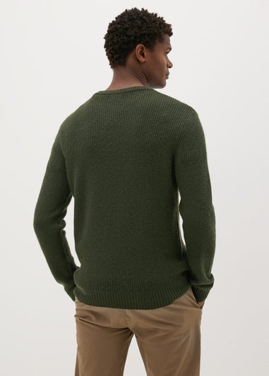 Khaki Ribbed Crew Neck Jumper