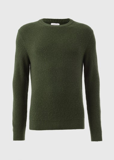 Khaki Ribbed Crew Neck Jumper