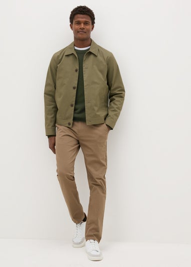 Khaki Ribbed Crew Neck Jumper