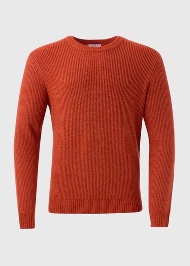 Orange Ribbed Crew Neck Jumper