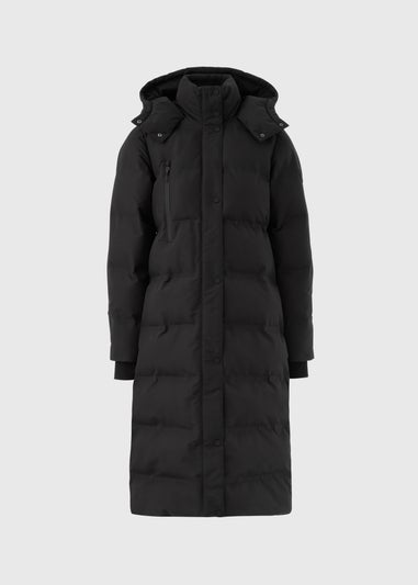 Black Technical Rubberised Long Padded Coat