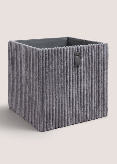 Grey Corduroy Foldable Box (30x29cm)