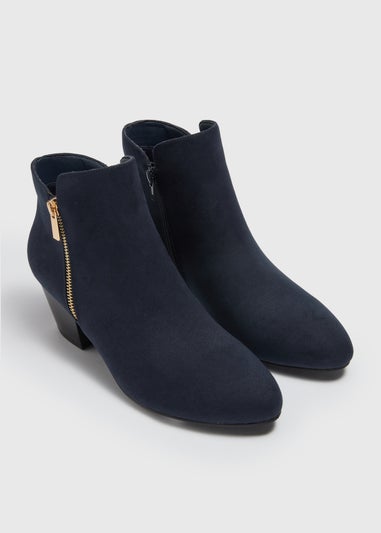 Navy Heeled Ankle Boots