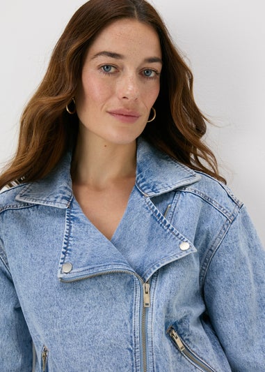 Blue Denim Biker Jacket