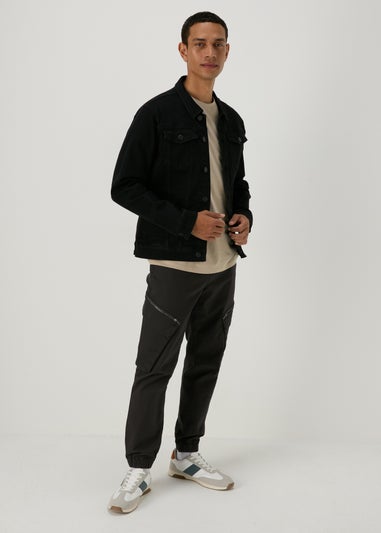 Black Zip Cargo Trousers