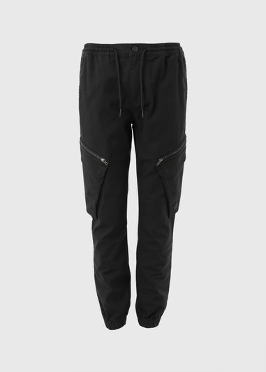 Black Zip Cargo Trousers