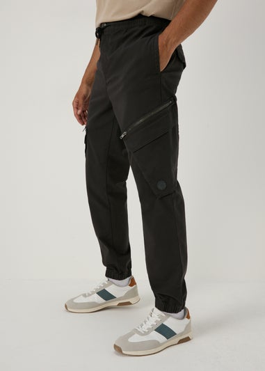 Black Zip Cargo Trousers