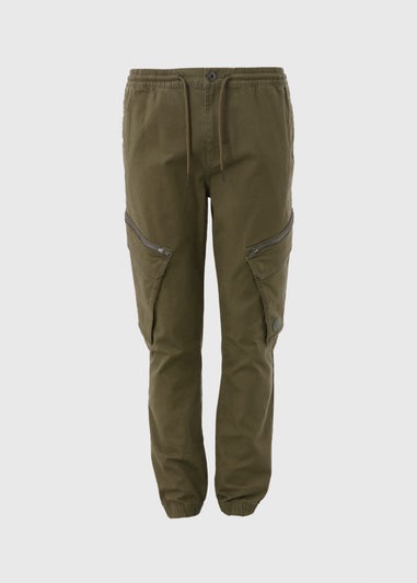 Khaki Zip Cargo Trousers