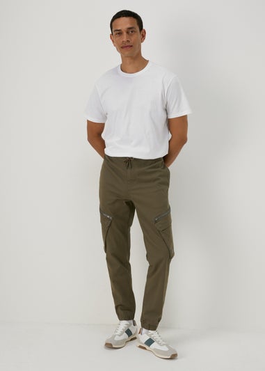 Khaki Zip Cargo Trousers