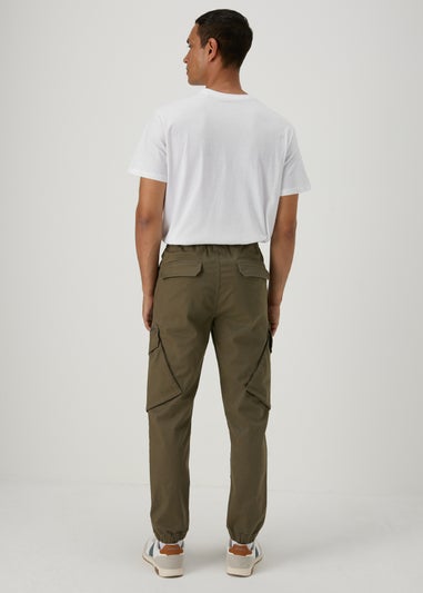 Khaki Zip Cargo Trousers