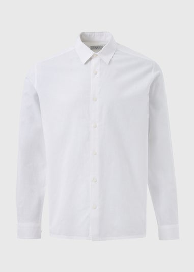 White Roll Up Sleeve Linen Shirt