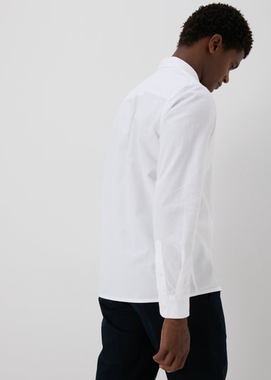 White Roll Up Sleeve Linen Shirt