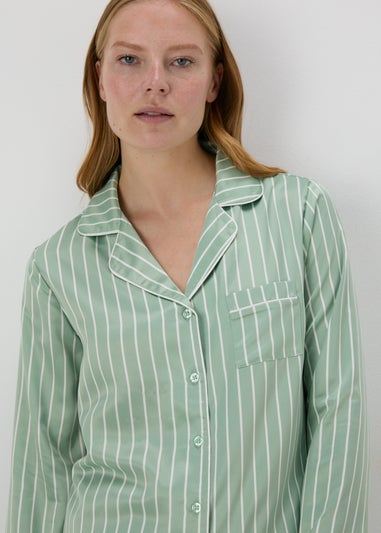 Green Stripe Satin Pyjama Set