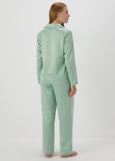 Green Stripe Satin Pyjama Set