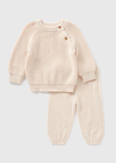 Baby Ecru Rib Knit Jumper & Jogging Bottoms Set (Newborn-23mths)