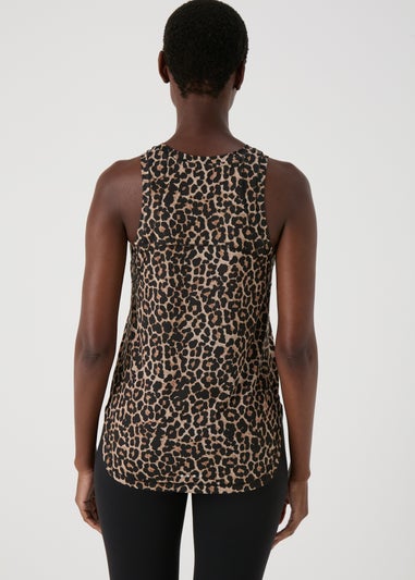 Souluxe Brown Animal Print High Neck Vest Top