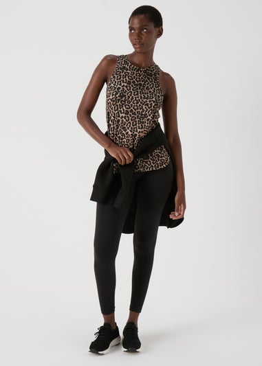 Souluxe Brown Animal Print High Neck Vest Top