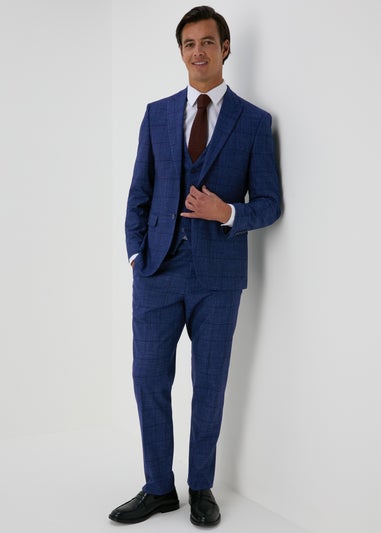 Taylor & Wright Chatsworth Navy Check Tailored Suit Jacket