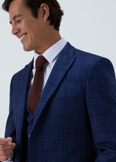 Taylor & Wright Chatsworth Navy Check Tailored Suit Jacket