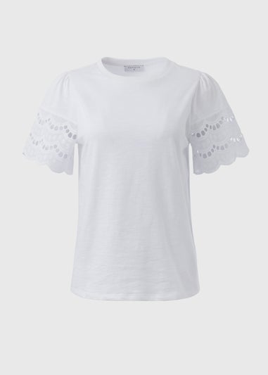 White Cutwork Sleeve T-Shirt