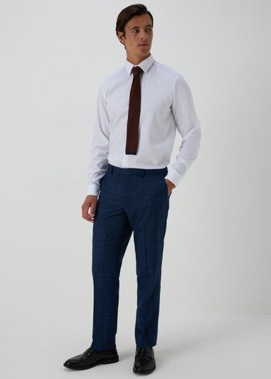 Taylor & Wright Navy Check Chatsworth Tailored Trousers