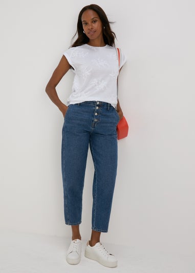 White Floral Embroidered T-Shirt