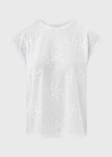 White Floral Embroidered T-Shirt