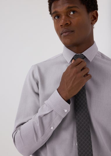 Taylor & Wright Grey Geometric Slim Fit Shirt & Tie Set