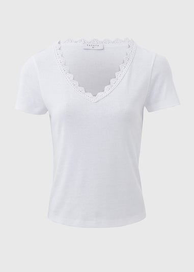 White Lace Trim T-Shirt