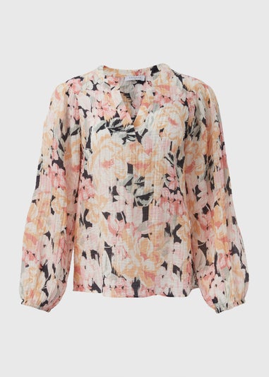 Pink Floral Textured Blouse