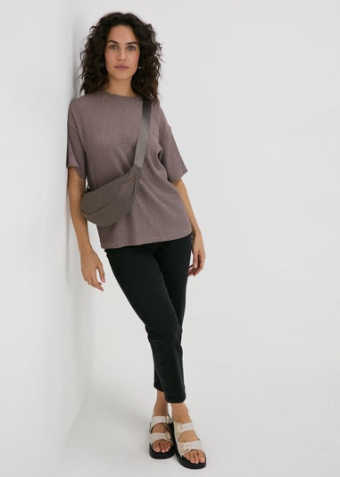 Taupe Textured Co Ord T-Shirt