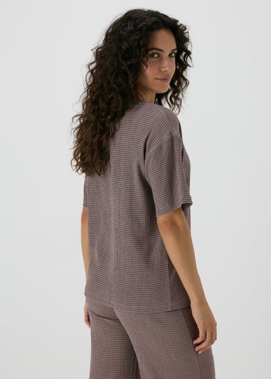 Taupe Textured Co Ord T-Shirt