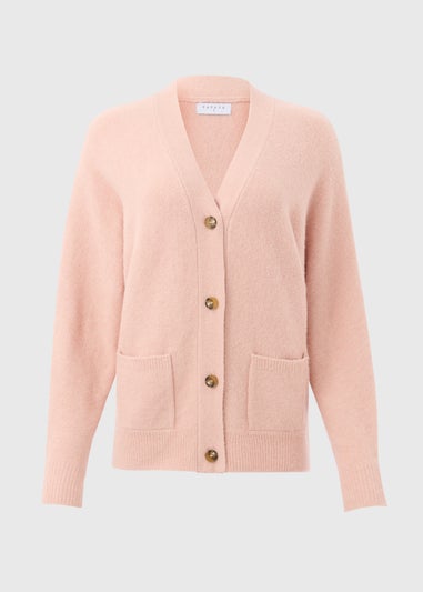 Pink Soft Button Front Cardigan