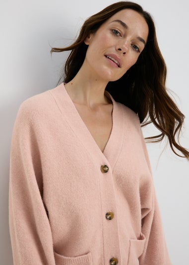 Pink Soft Button Front Cardigan