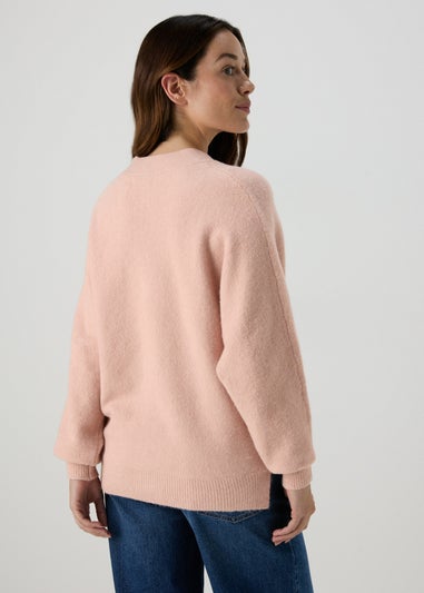 Pink Soft Button Front Cardigan