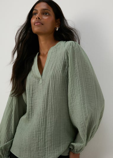 Green Textured Blouse