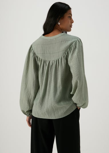 Green Textured Blouse