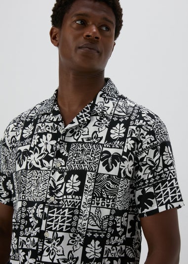 Black Mono Leaf Print Shirt