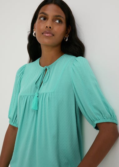 Turquoise Dobby Blouse