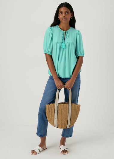 Turquoise Dobby Blouse